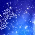 blue holiday background with lights